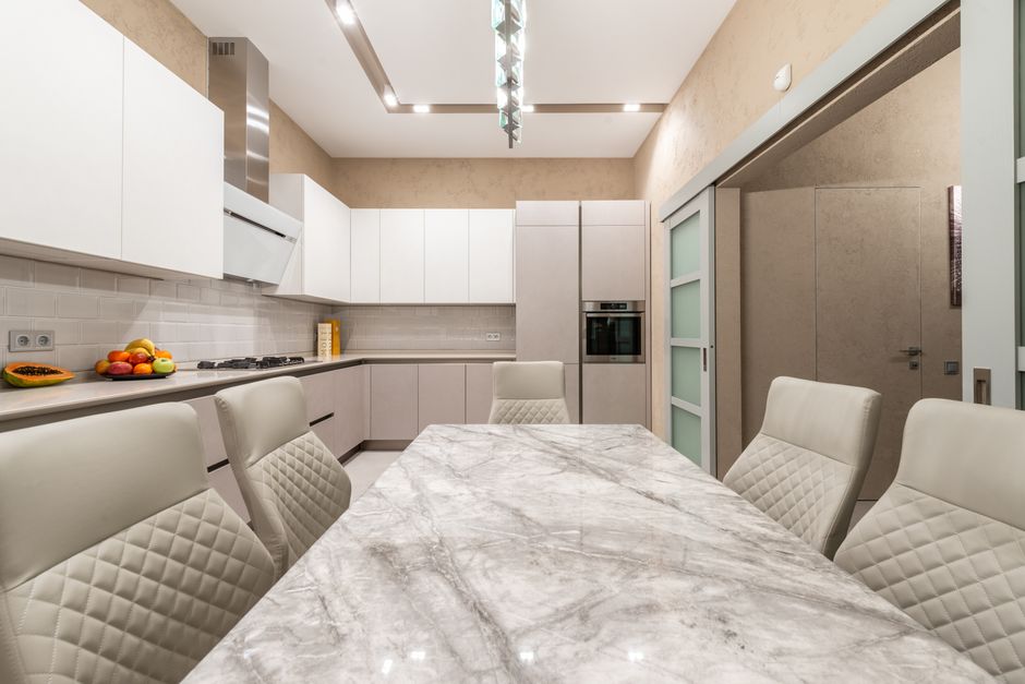 Modern luxury kitchen interior with sleek finishes